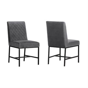 armen living napoli modern velvet quilted dining side chair (set of 2)