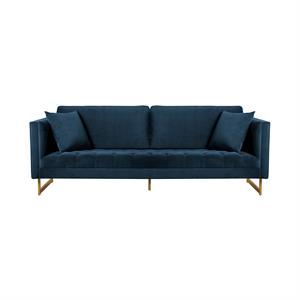 armen living lenox modern velvet upholstered sofa with brass legs