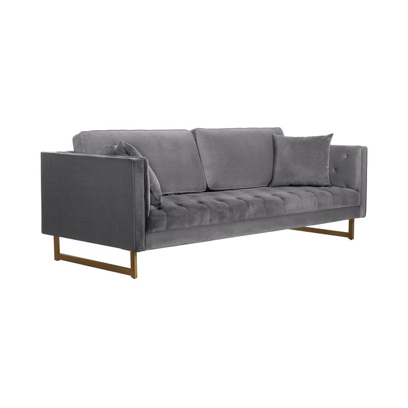 Lenox Grey Velvet Modern Sofa with Brass Legs Cymax Business