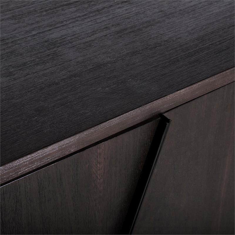 Armen Living Pirate Wood Sideboard Cabinet in Brushed Coffee Bean Brown/Black