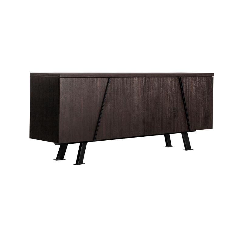 Armen Living Pirate Wood Sideboard Cabinet in Brushed Coffee Bean Brown/Black