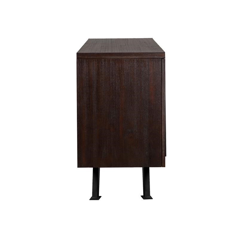 Armen Living Pirate Wood Sideboard Cabinet in Brushed Coffee Bean Brown/Black