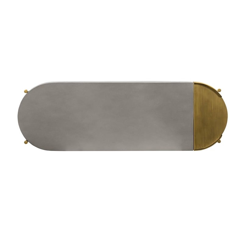 Armen Living Dua Modern Metal & Concrete Console Table in Antique Brass/Gray