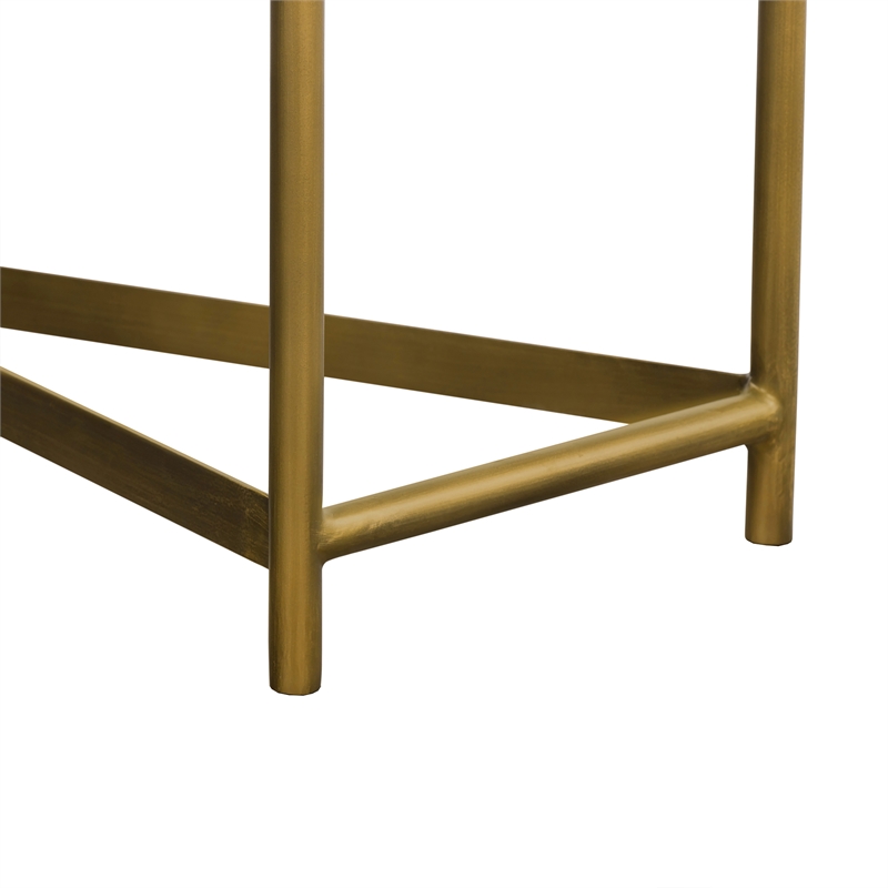 Armen Living Dua Modern Metal & Concrete Console Table in Antique Brass/Gray