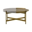 Armen Living Dua Modern Metal & Concrete Coffee Table in Antique Brass/Gray
