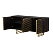 Armen Living Monaco Rectangular Solid Wood Sideboard in Black/Antique Brass