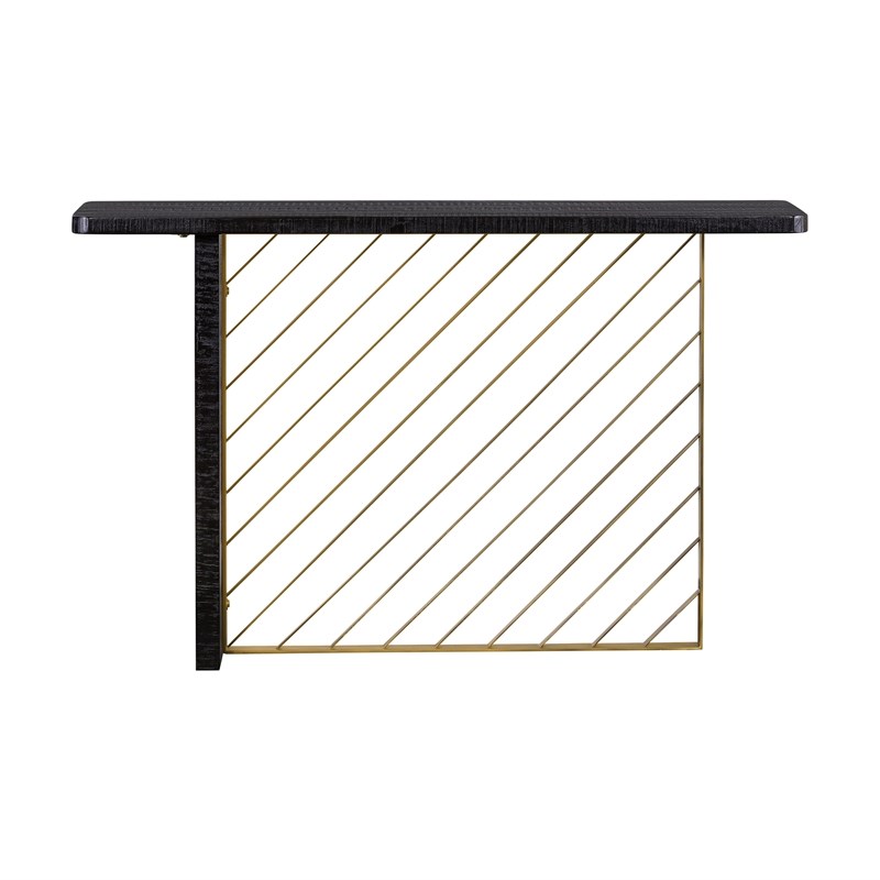 Armen Living Monaco Modern Wood/Metal Console Table in Black/Antique Brass