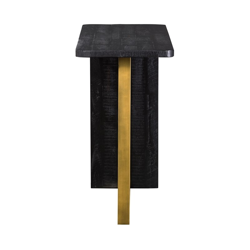 Armen Living Monaco Modern Wood/Metal Console Table in Black/Antique Brass