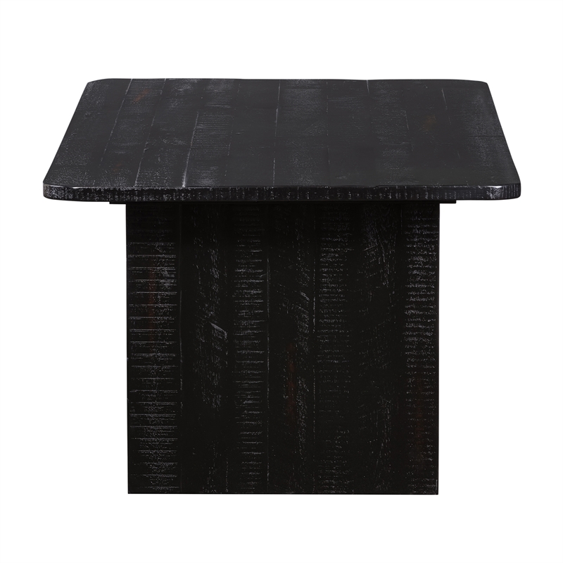 Armen Living Monaco Wood Coffee Table in Black/Antique Brass