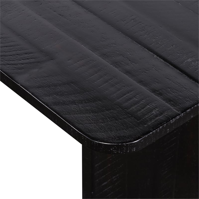 Armen Living Monaco Wood and Metal Dining Table in Black/Antique Brass