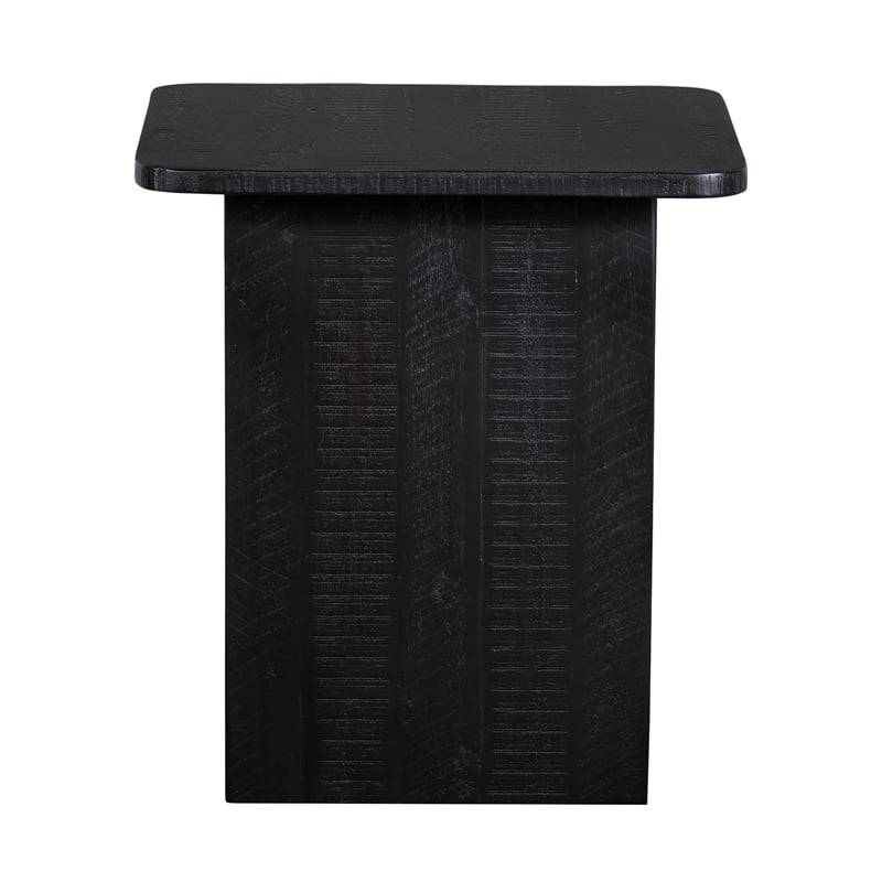 Armen Living Monaco Modern Wood Side Table in Black/Antique Brass