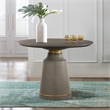 Armen Living Pinni Round Contemporary Stone Dining Table in Gray/Antique Brass