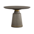 Armen Living Pinni Round Contemporary Stone Dining Table in Gray/Antique Brass
