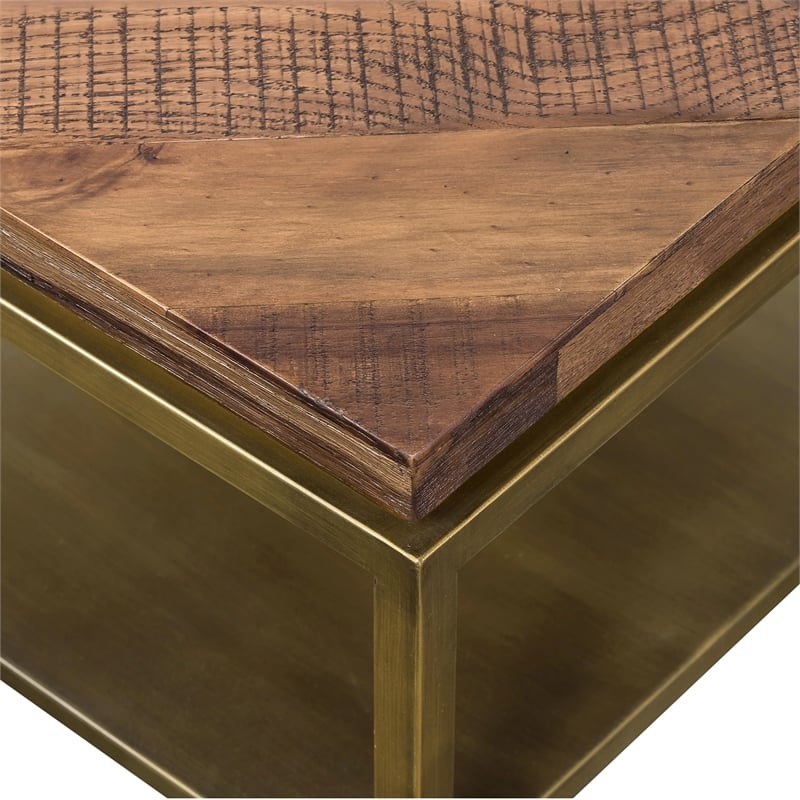 brass and wood console table