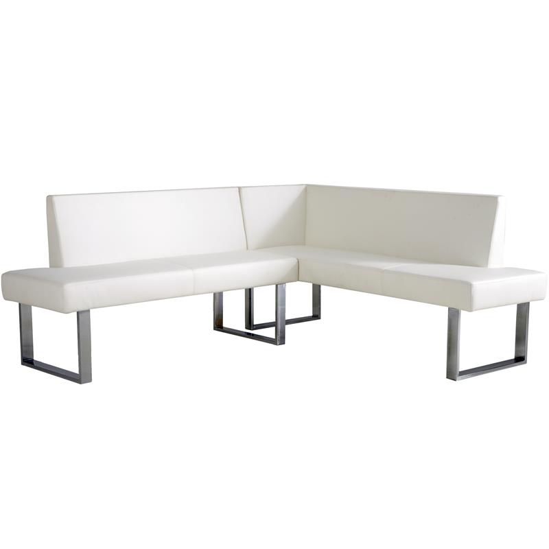 Armen Living Amanda 3-Piece Rectangular Faux Leather & Metal Dining Set in White