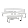 Armen Living Amanda 3-Piece Rectangular Faux Leather & Metal Dining Set in White