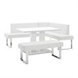 Armen Living Amanda 3-Piece Rectangular Faux Leather & Metal Dining Set in White