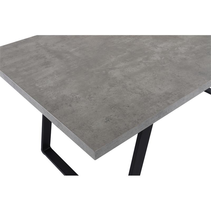 Armen Living Coronado 6-Piece Faux Leather Rectangular Dining Set in Gray