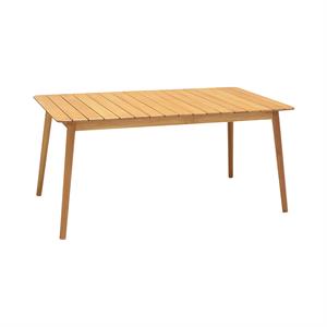 nassau outdoor rectangular dining table with natural eucalyptus in beige