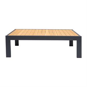 palau outdoor wood and metal coffee table in dark gray