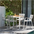 Armen Living Portals Outdoor Aluminum Patio Barstool in Light Matte White