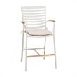 Armen Living Portals Outdoor Aluminum Patio Barstool in Light Matte White