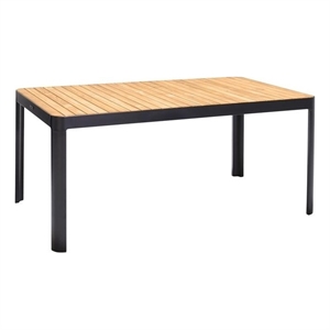 portals outdoor teak wood rectangle dining table in black finish