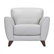 Armen Living Jedd Modern Genuine Leather & Wood Chair in Dove/Brown