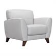 Armen Living Jedd Modern Genuine Leather & Wood Chair in Dove/Brown