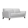 Armen Living Jedd Modern Genuine Leather and Wood Sofa in Dove Gray/Brown