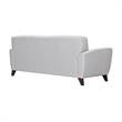 Armen Living Jedd Modern Genuine Leather and Wood Sofa in Dove Gray/Brown