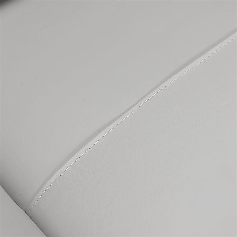 Armen Living Jedd Modern Genuine Leather and Wood Sofa in Dove Gray/Brown