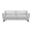 Armen Living Jedd Modern Genuine Leather and Wood Sofa in Dove Gray/Brown