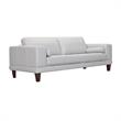 Armen Living Wynne Modern Genuine Leather and Wood Sofa in Dove Gray/Brown