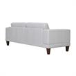 Armen Living Wynne Modern Genuine Leather and Wood Sofa in Dove Gray/Brown