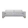 Armen Living Wynne Modern Genuine Leather and Wood Sofa in Dove Gray/Brown