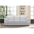 Armen Living Zanna Modern Genuine Leather and Wood Sofa in Dove Gray/Brown