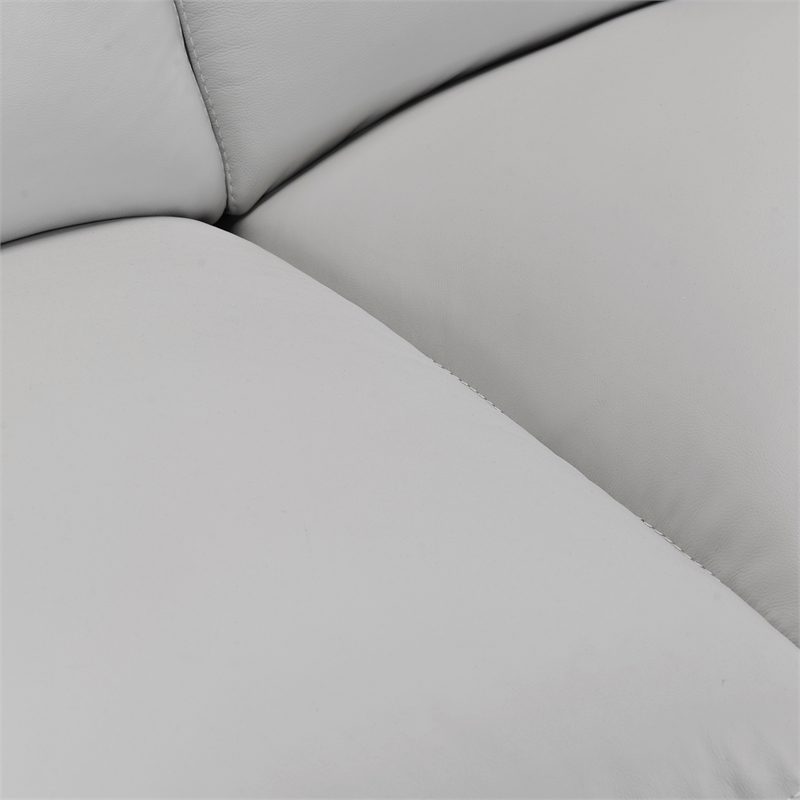 Armen Living Zanna Modern Genuine Leather and Wood Sofa in Dove Gray/Brown