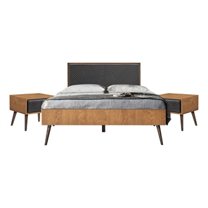 Armen Living Coco 3-Piece Wood Queen Bedroom Set in Chocolate/Black