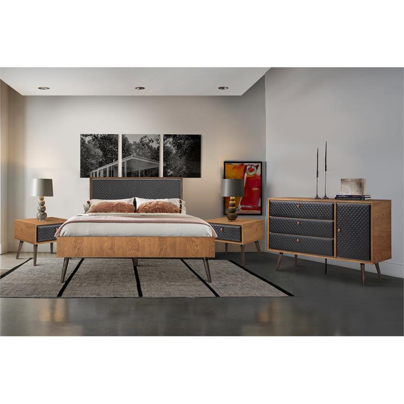 Armen Living Coco 4-Piece Wood Queen Platform Bedroom Set in Chocolate/Black