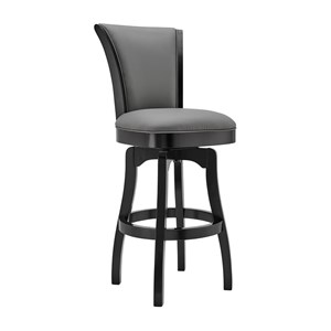 Armen Living Raleigh 26&quot Faux Leather Swivel Counter Stool in Gray/Black