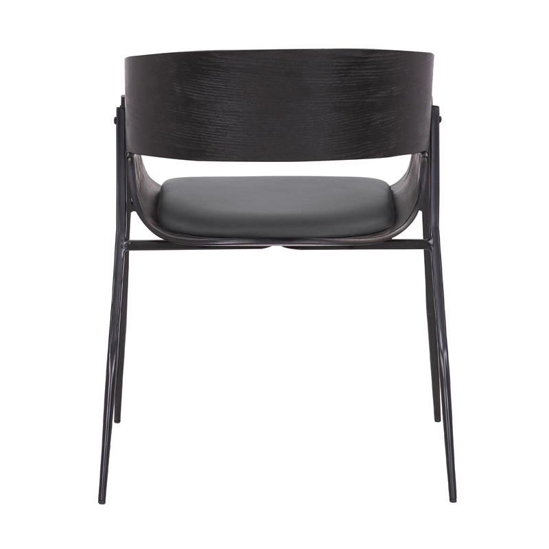 Armen Living Bronte Modern Wood Dining Room Chairs in Black/Gray (Set of 2)