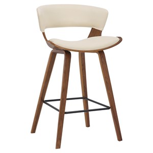 Armen Living Jagger 26&quot Modern Wood Counter Stool in Cream/Walnut