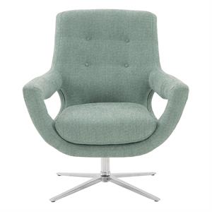 Armen Living Quinn Adjustable Modern Fabric Swivel Accent Chair with Spa Blue