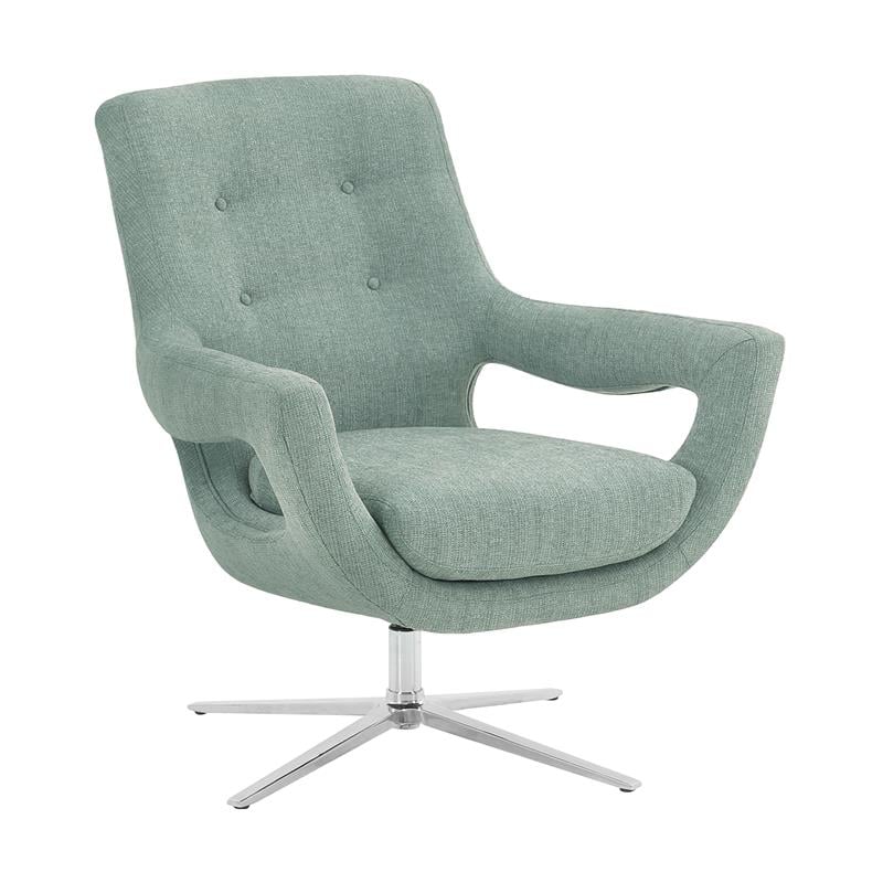 Armen Living Quinn Adjustable Modern Fabric Swivel Accent Chair with Spa Blue