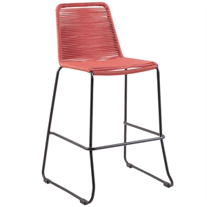 armen living shasta patio rope bar stool in brick red and black