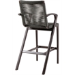 Brielle Outdoor Dark Eucalyptus Wood and Gray Rope Counter Height Stool