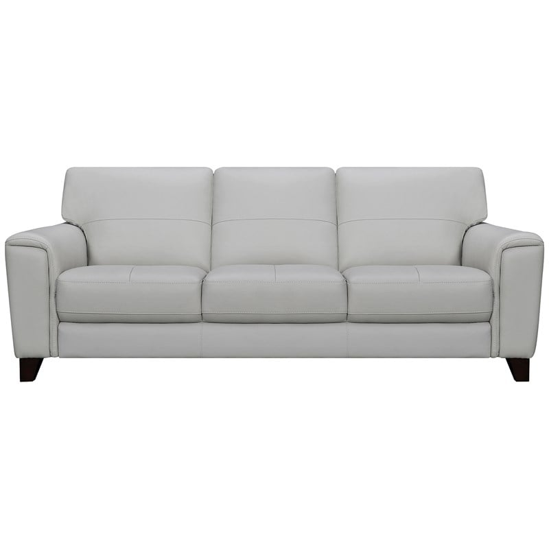 Armen Living Bergen Square Arm Modern Leather Sofa in Dove Gray