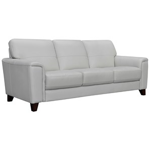 Armen Living Bergen Square Arm Modern Leather Sofa in Dove Gray