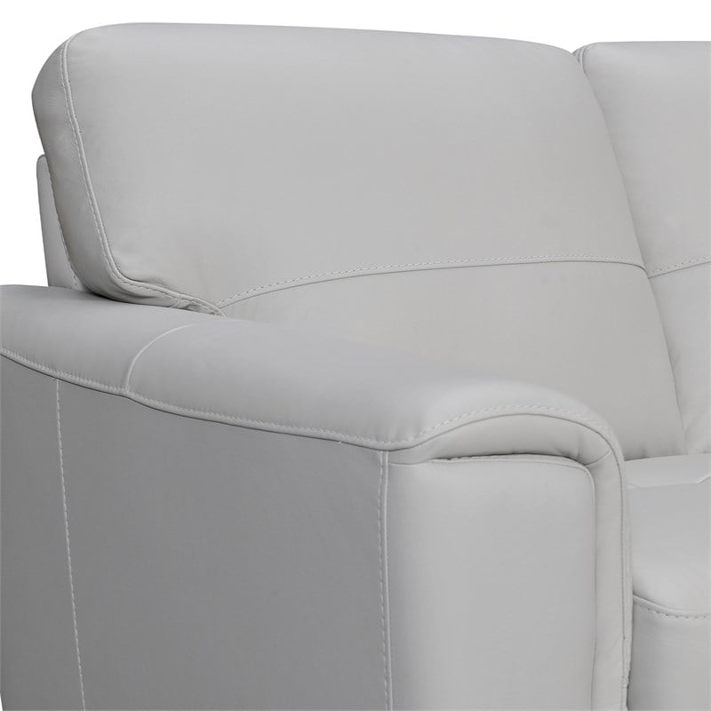 Armen Living Bergen Square Arm Modern Leather Sofa in Dove Gray